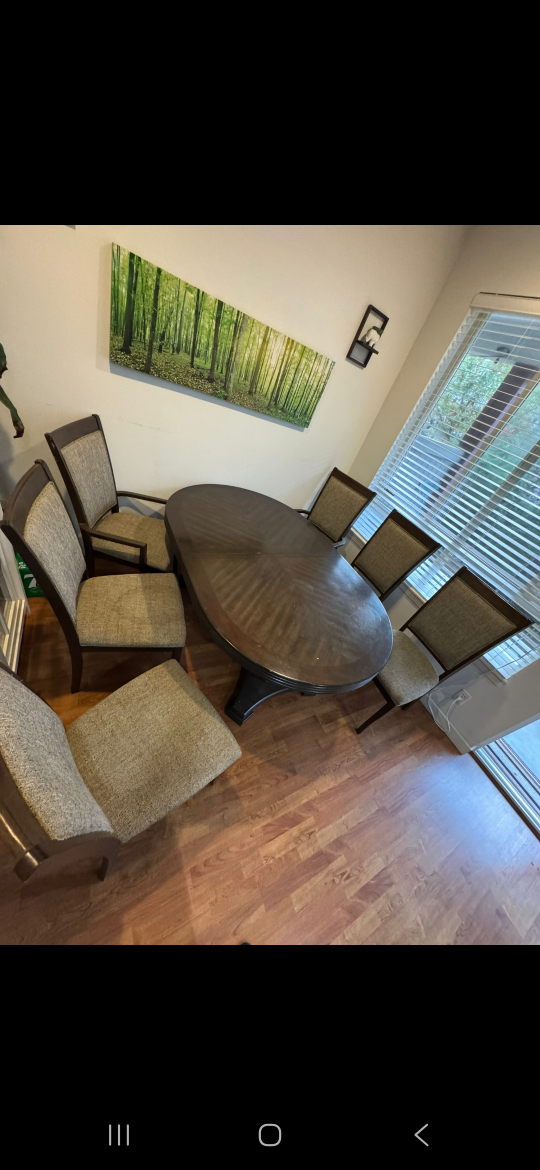 Dining Table with 6 Chairs - Brown - photo 5