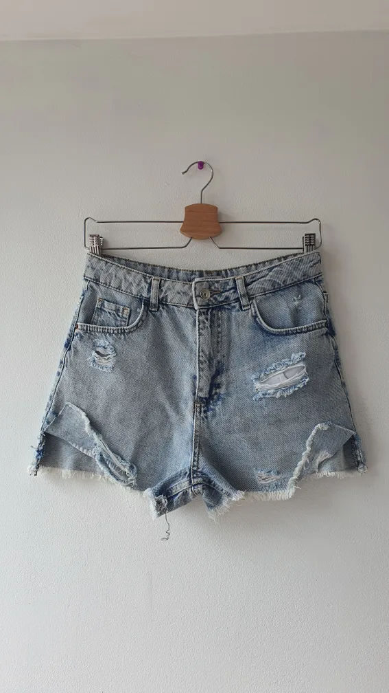 Bershka Distressed Denim Shorts thumbnail