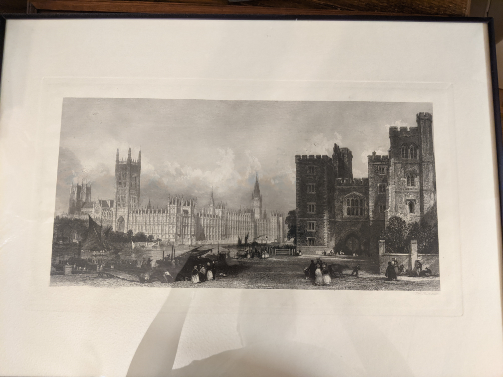 Lambeth Palace and the Houses of Parliament by T.A. Prior