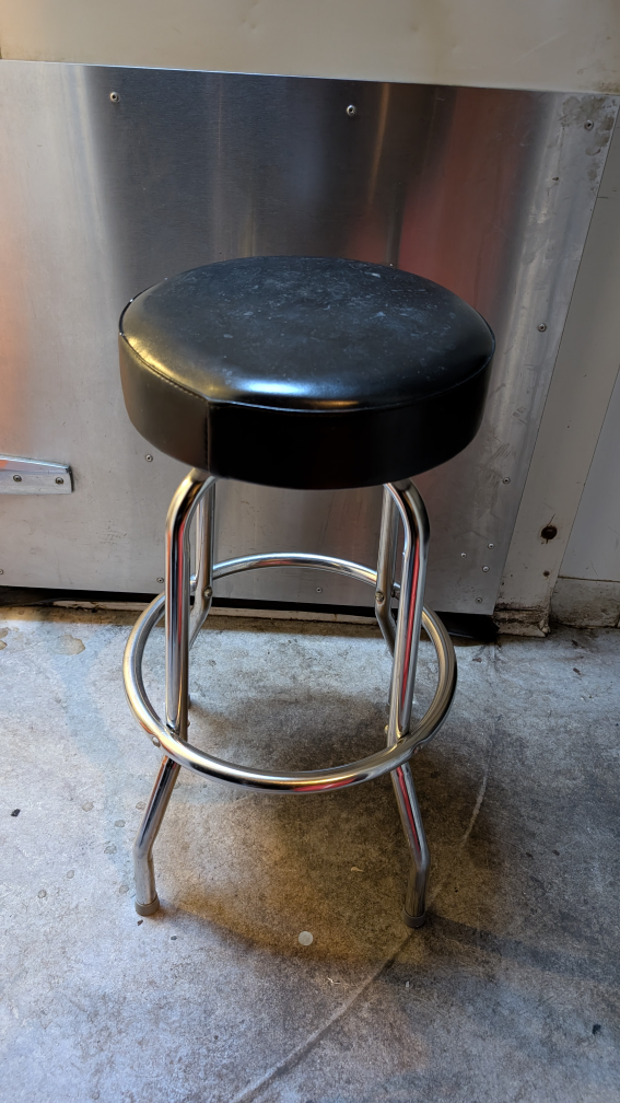 Chrome Bar Stool with Black Seat