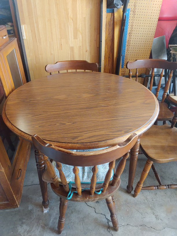 Round Wooden Dining Table with 4 Chairs