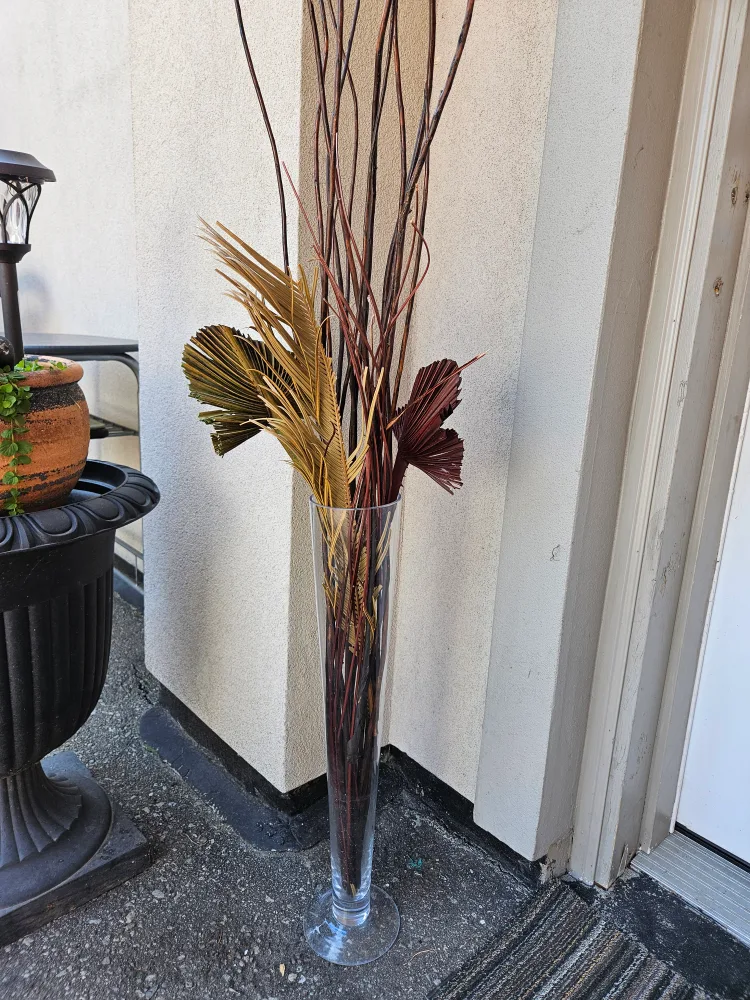 Tall Glass Vase with Decorative Branches thumbnail
