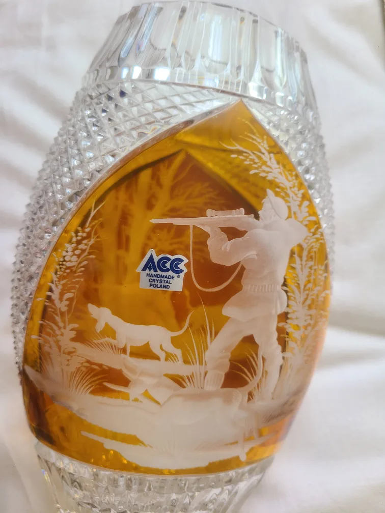 ACC Handmade Crystal Vase - Hunting Scene thumbnail