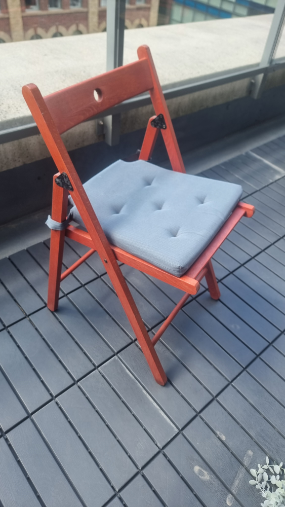 2 chairs IKEA Red Folding Chair with Grey Cushions