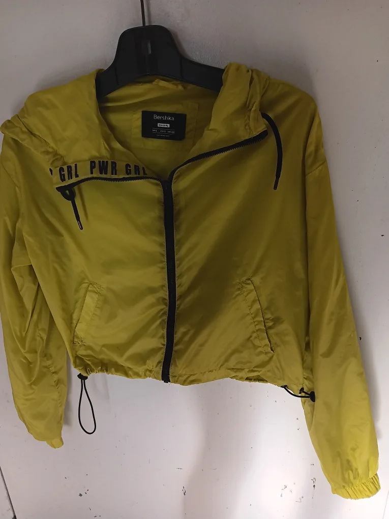 Bershka Yellow Cropped Windbreaker - Size S thumbnail