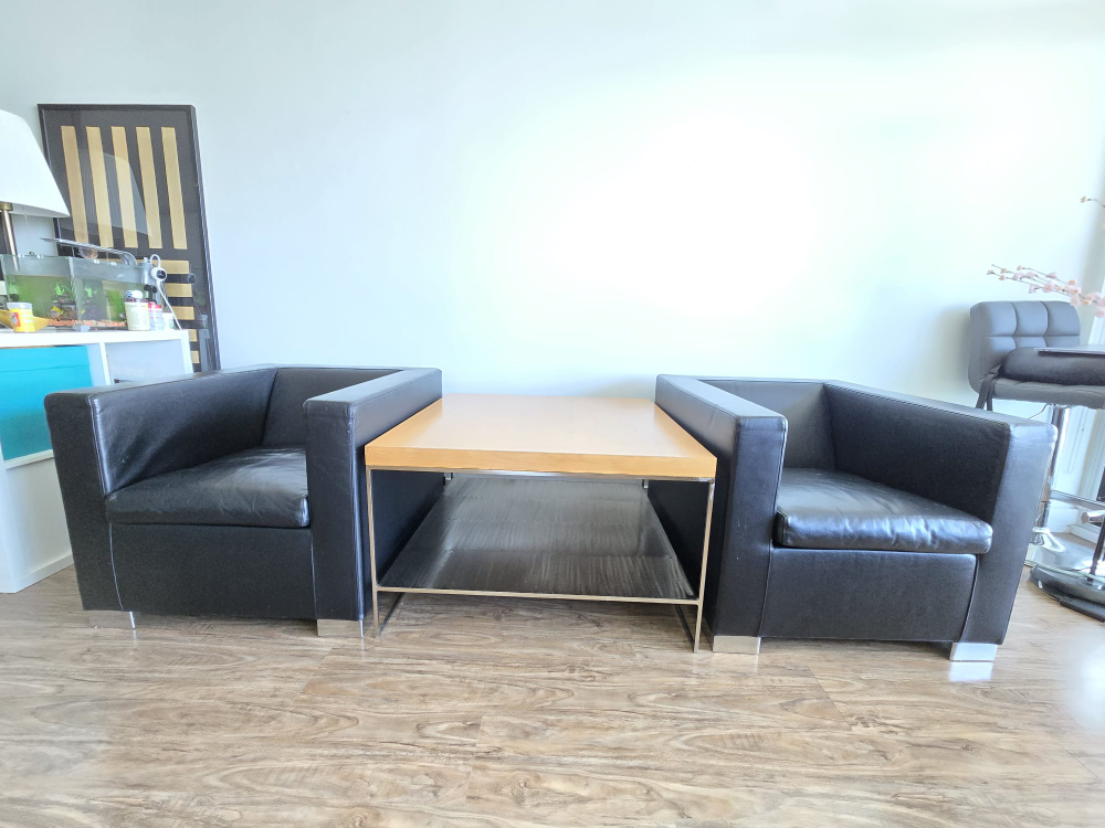 Minotti Two-Seat Sofa, Matching Armchairs & Coffee Table Set