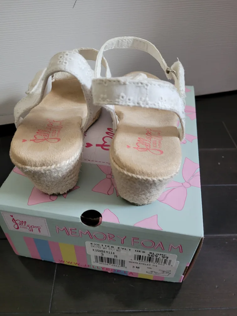 Jellypop Kids White Wedges - Girls Size 3 image indicator(2)