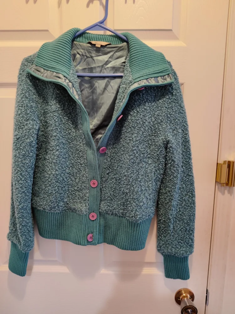 Teal Knit Button-Up Jacket size S/M image indicator(2)