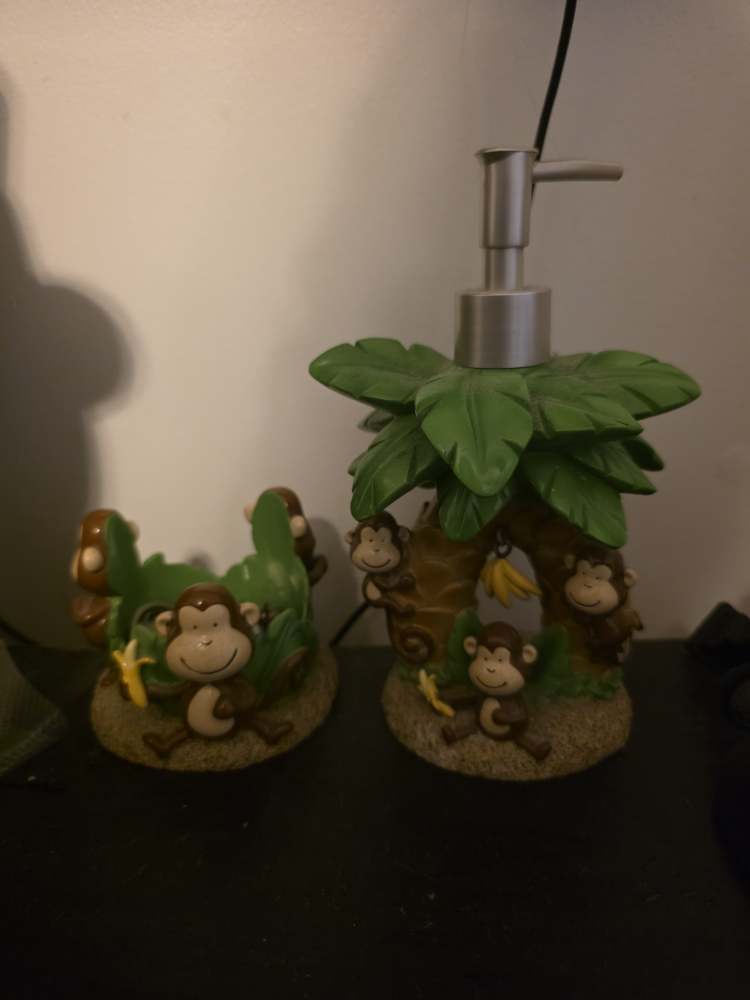 Monkey Soap Dispenser and Toothbrush Holder Set