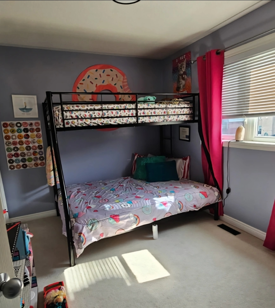 Black Metal Bunk Bed Frame (Twin Top & Double Bottom)