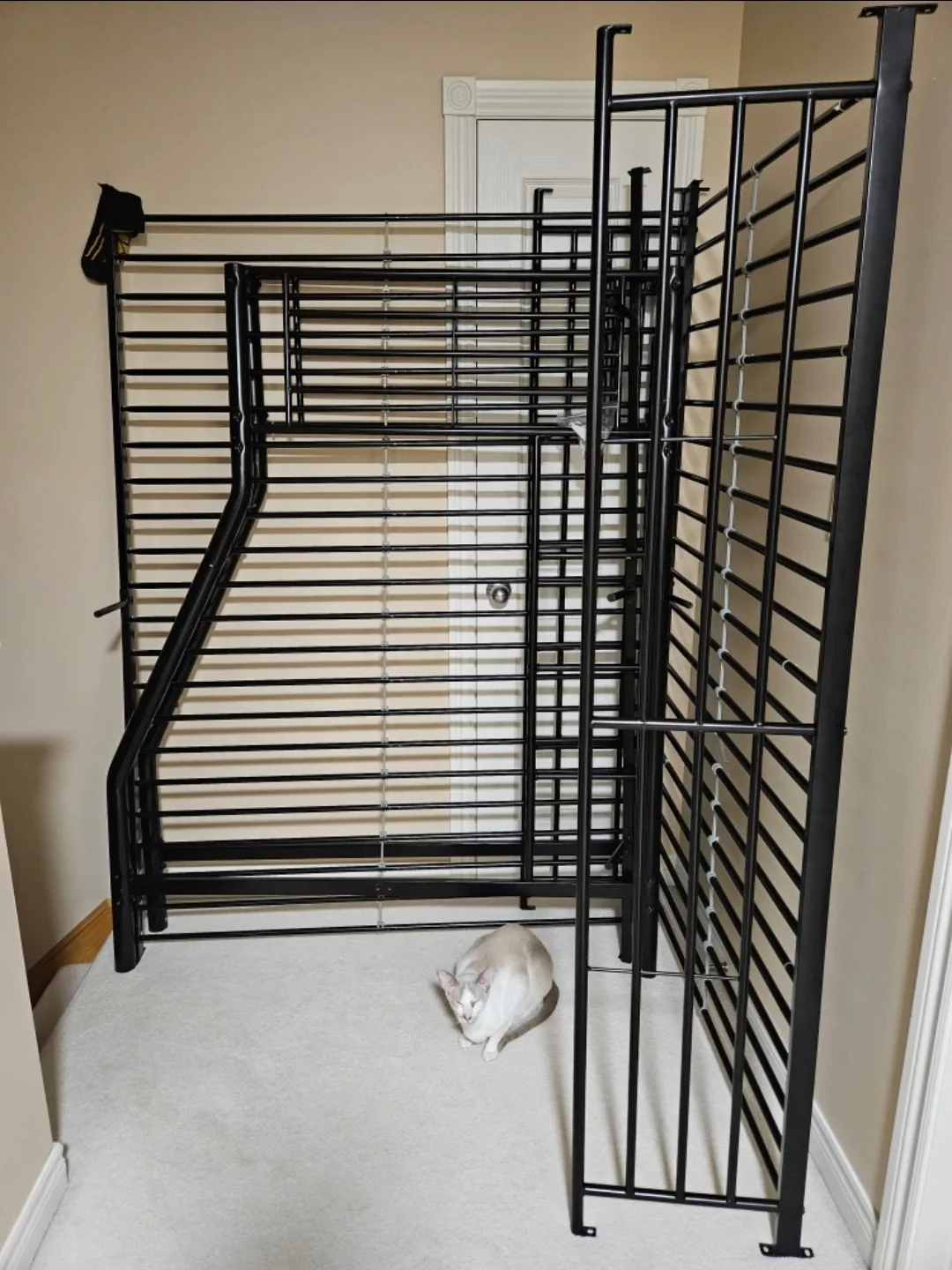 Black Metal Bunk Bed Frame (Twin Top & Double Bottom) image indicator(2)