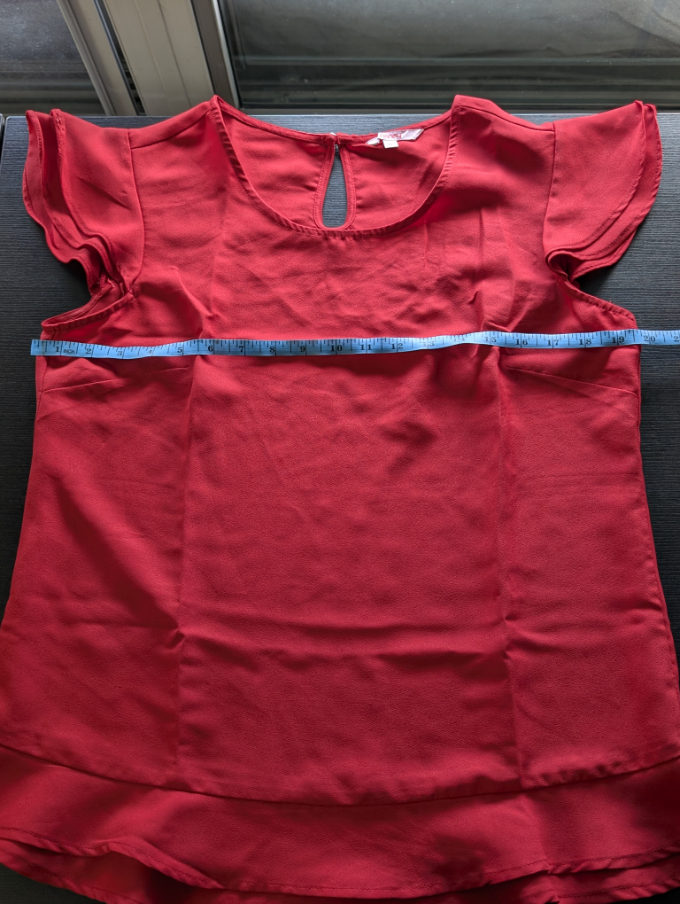 Red Ruffled Blouse - Size L