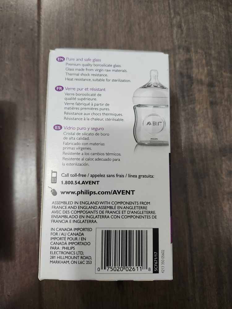 Philips AVENT Natural Pure Glass Baby Bottles, 4oz, 3 Pack - photo 2