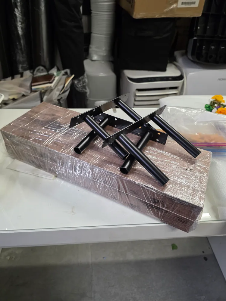 Wood Shelf with Black Metal Brackets thumbnail