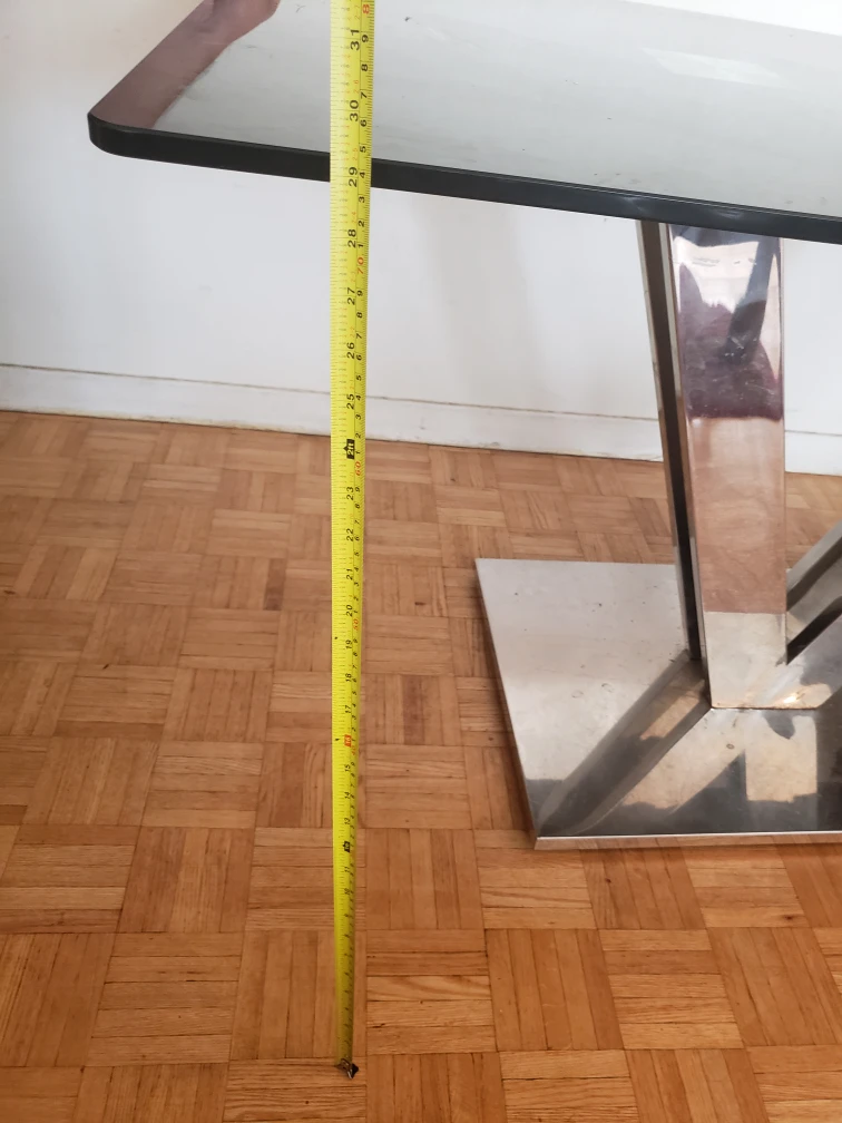 Black tempered Glass Dining Table with Chrome Base - photo 5