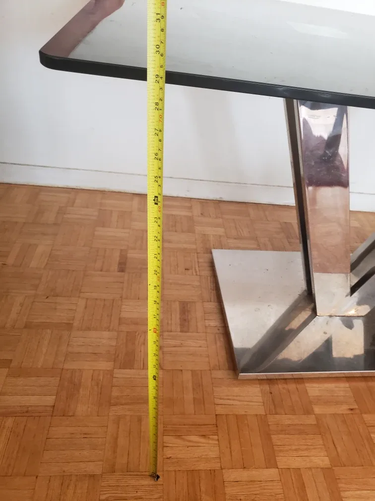 Black tempered Glass Dining Table with Chrome Base image indicator(5)