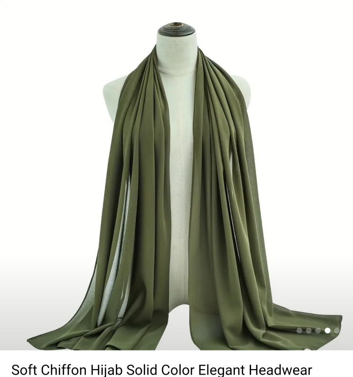 New Soft Chiffon Hijab - Olive & Burgundy - photo 4