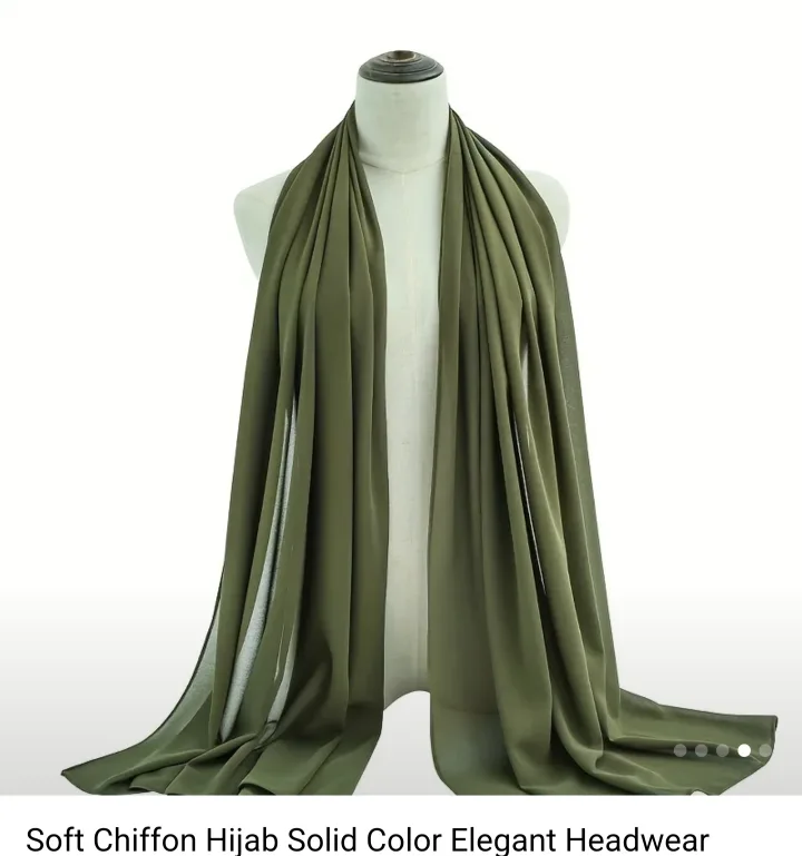 New Soft Chiffon Hijab - Olive & Burgundy image indicator(4)