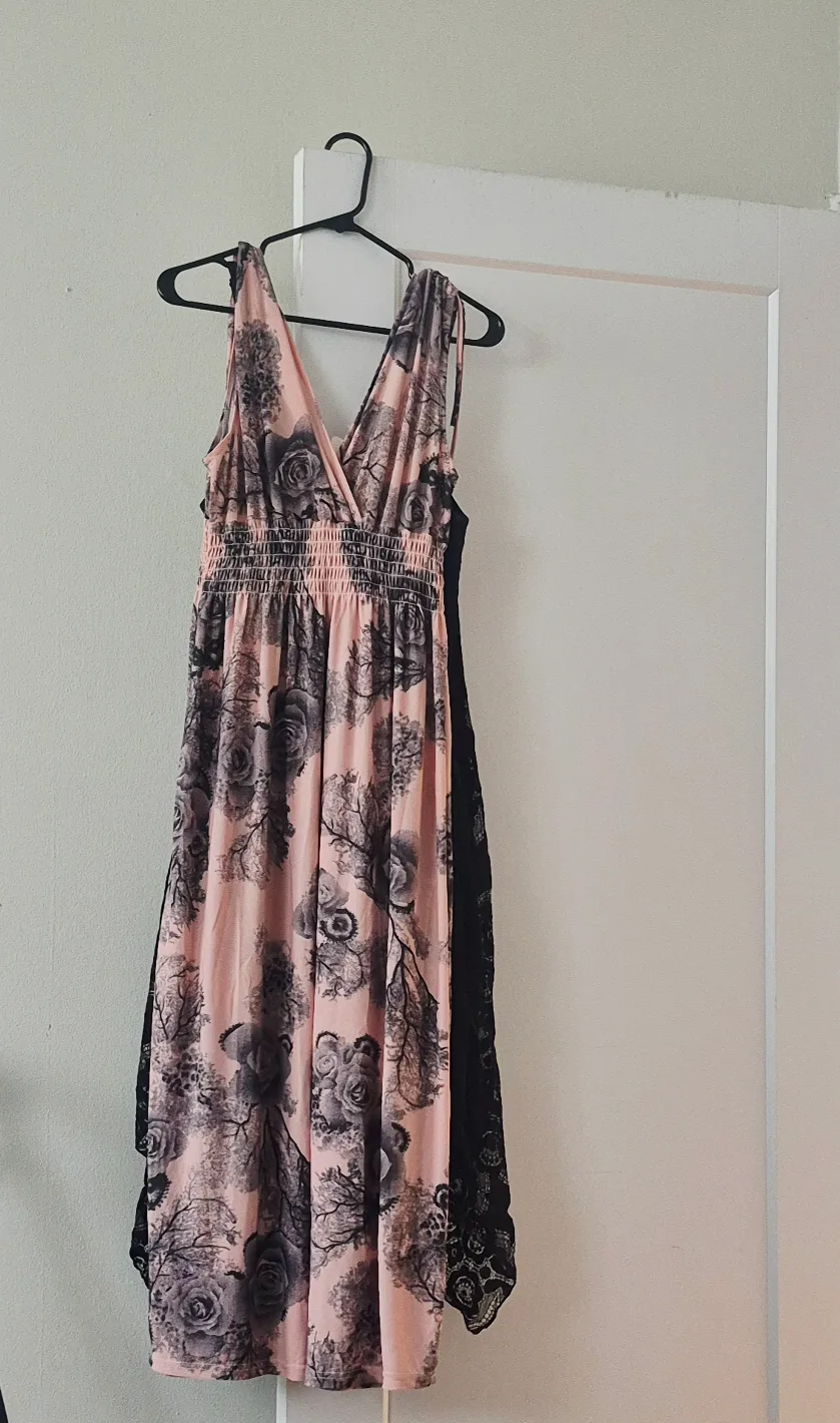 Floral Print Sundress - Pink & Black thumbnail