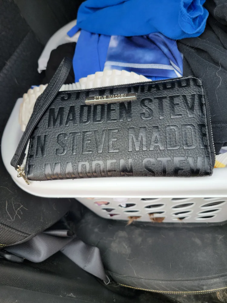 Steve Madden Black Embossed Wrist Wallet thumbnail