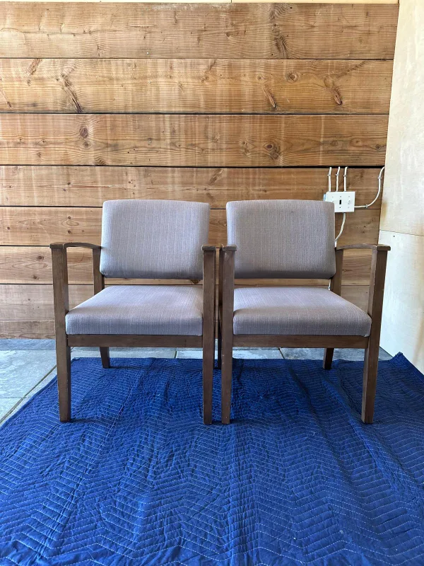 Pair of Armchairs - Neutral Fabric