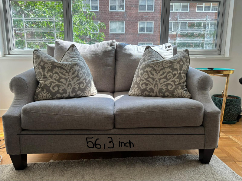 Two Gray Sofa (56.3 x 38 x 34.3 in)