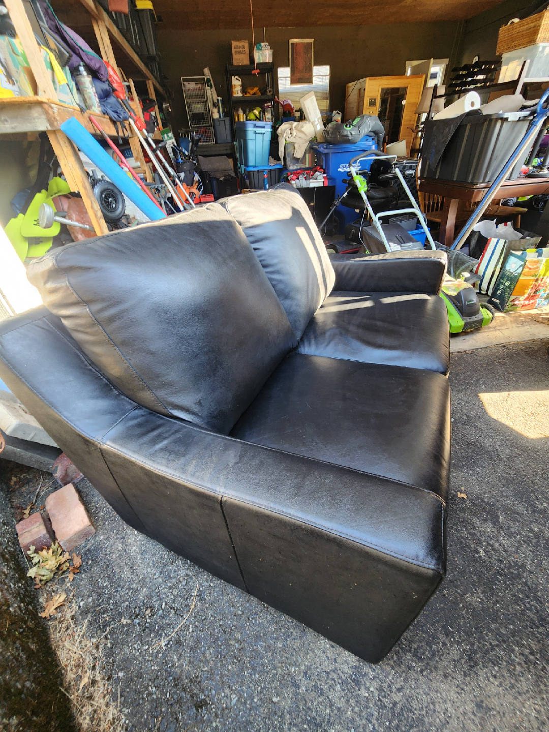 Black Pleather Loveseat Sofa - photo 3