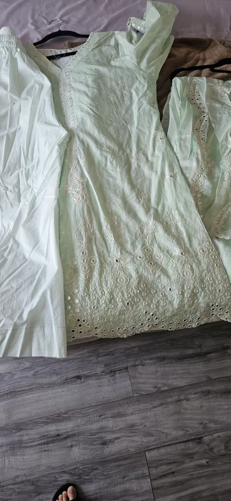 Light Green Embroidered Shalwar Kameez image indicator(3)