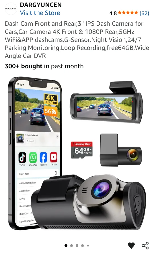 Dargyuncen M7 Dual Lens Car DVR - New in Box! image indicator(4)