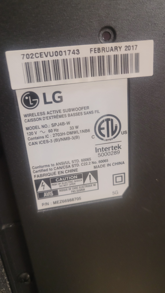 LG SPJ4B-W Wireless Active Subwoofer - photo 2