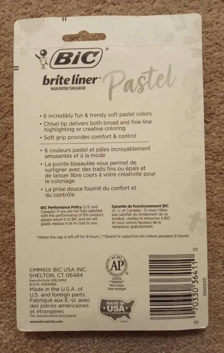 BIC Brite Liner Grip Pastel Highlighters - 6 Pack image indicator(3)