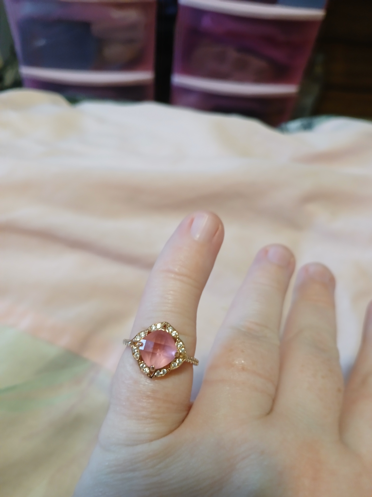 Rose Gold Ring with Pink Stone
