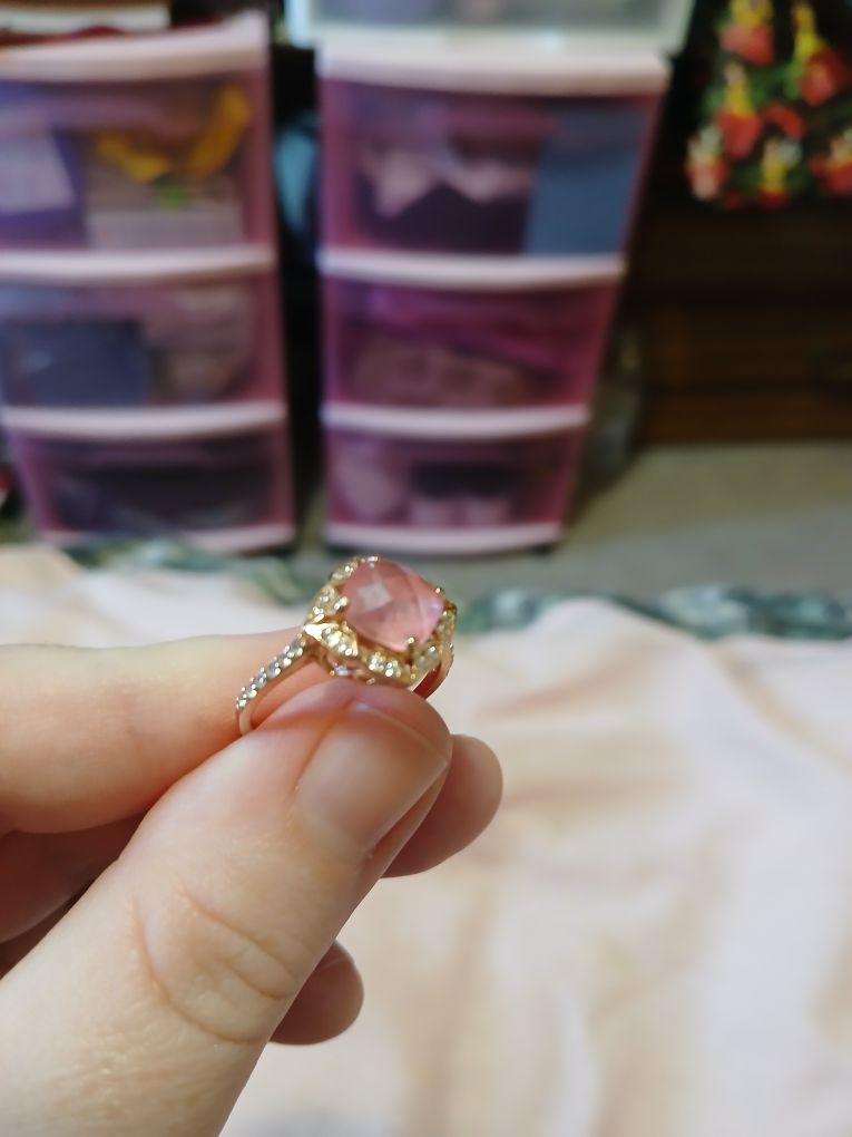 Rose Gold Ring with Pink Stone - photo 2