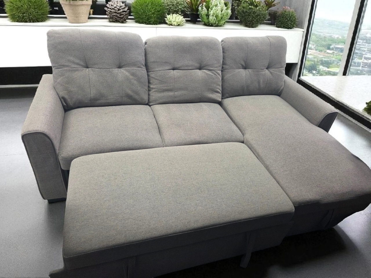Grey Sectional Sofa with Storage Ottoman - photo 2