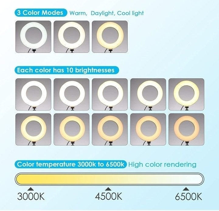 Selfie Ring Light 6.3" with Tripod - photo 2