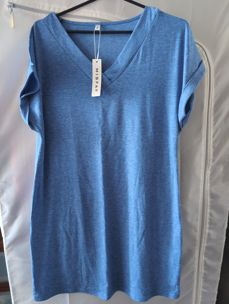 New MisFay Blue V-Neck T-Shirt Dress - Size S