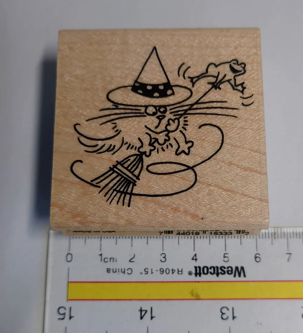 Halloween Cat and Frog Rubber Stamp image indicator(2)