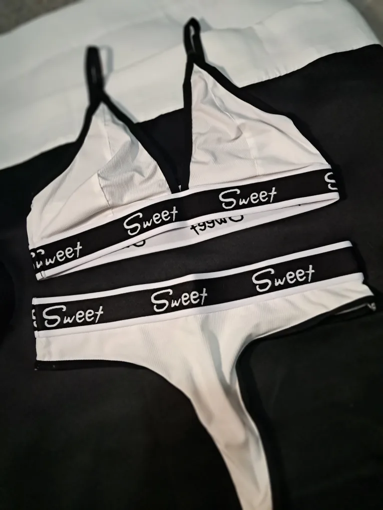 Sweet Lingerie Set - White & Black thumbnail