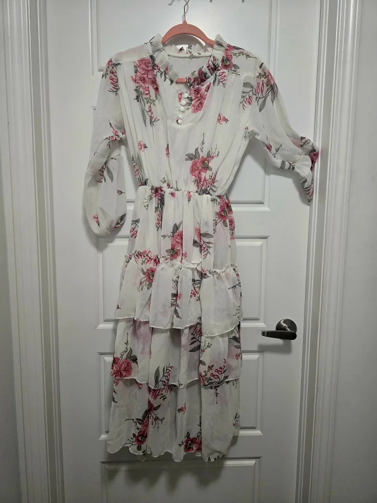 Floral Print Chiffon Midi Dress thumbnail