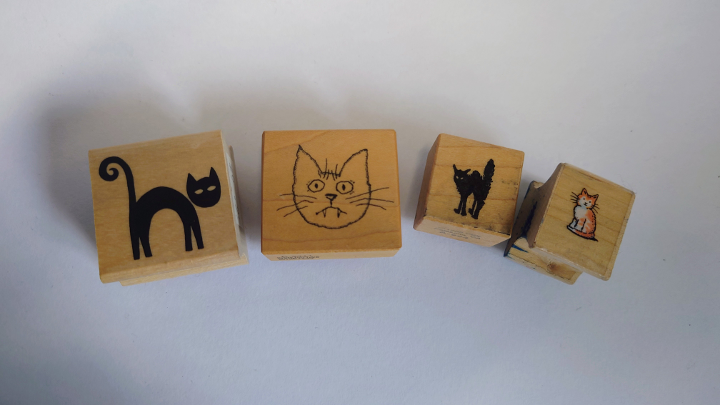 New & Used Halloween Kitty Cat Rubber Stamps