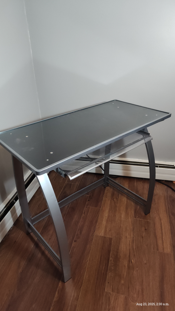 Grey Glass Top Computer Desk