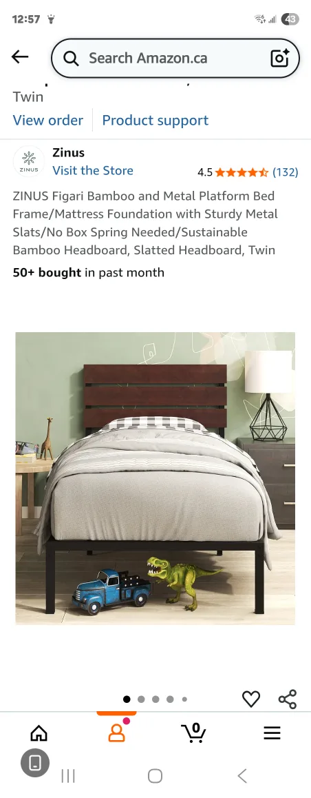 Zinus Figari Twin Bed Frame with Bamboo Headboard image indicator(4)