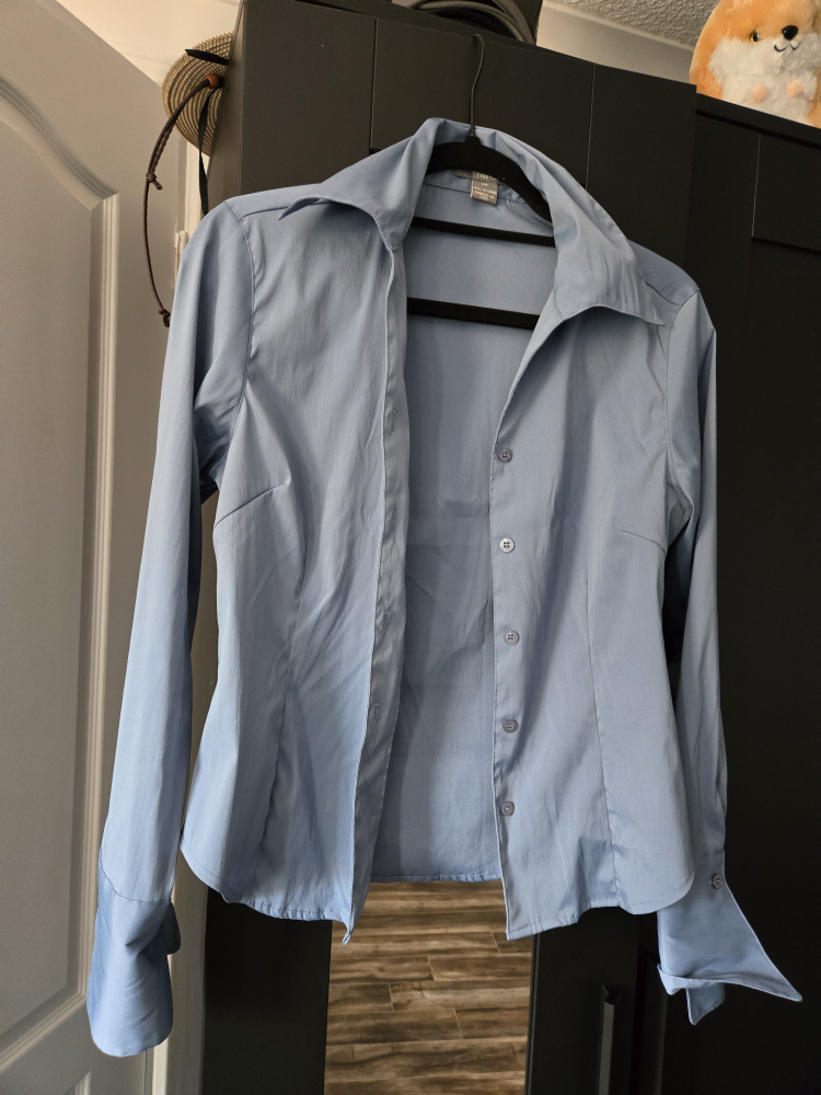 Maurices Blue Button-Up Shirt, Size S