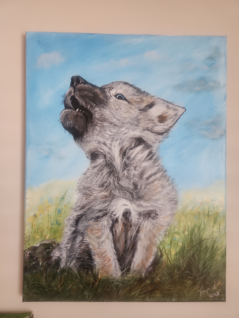 Wolf pup painting