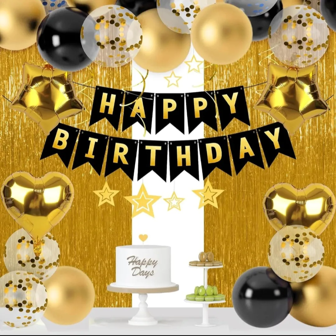 Birthday Party Decorations - Black & Gold thumbnail