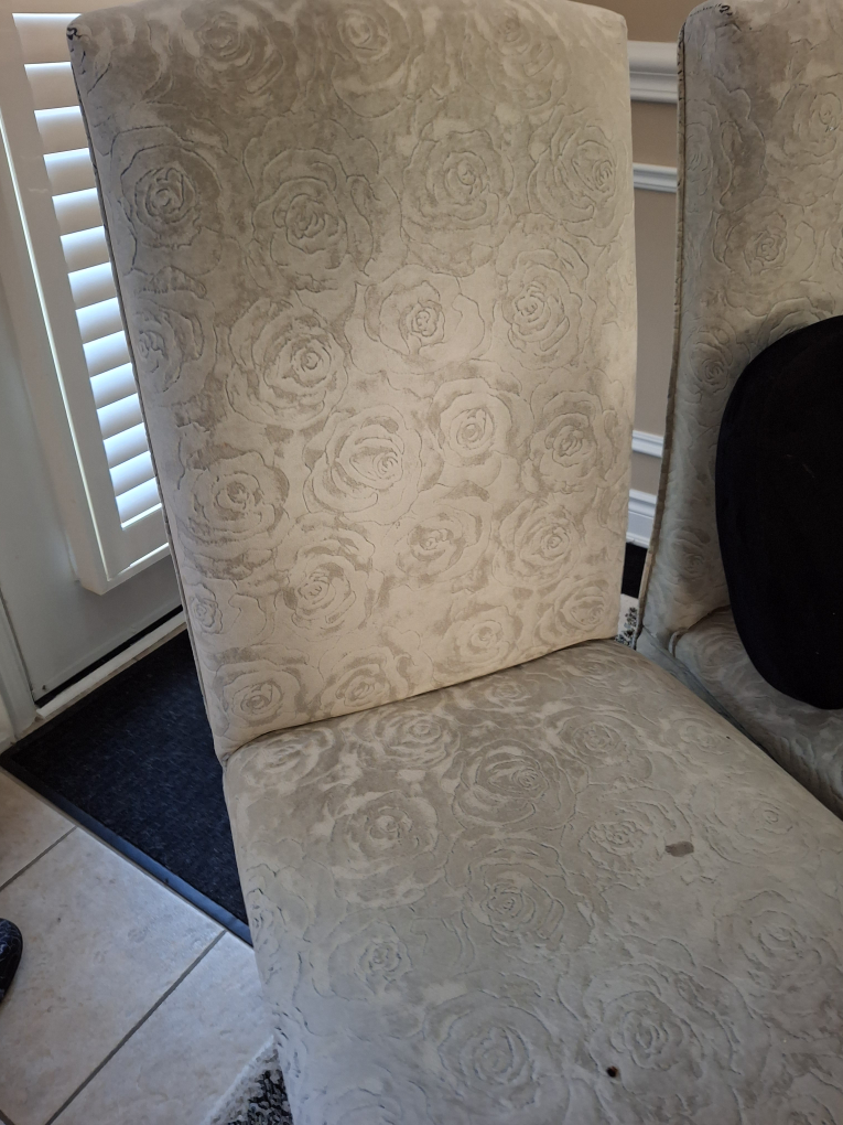 4 Grey velvet fabric Upholstered Dining Chairs - Floral Pattern - photo 2