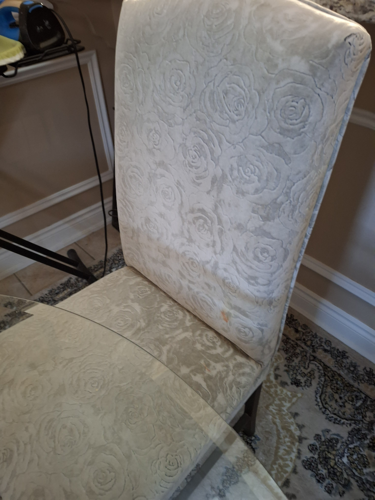 4 Grey velvet fabric Upholstered Dining Chairs - Floral Pattern - photo 4