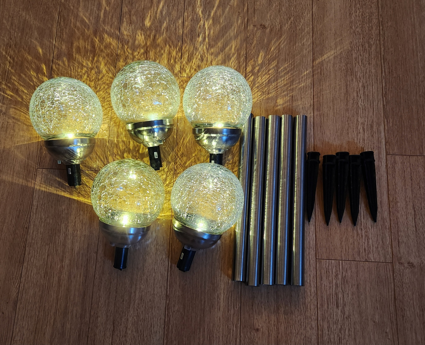 GIANT CRACKLE BALL SOLAR GARDEN LIGHTS WARM AND COOL WHITE COLOR - photo 2