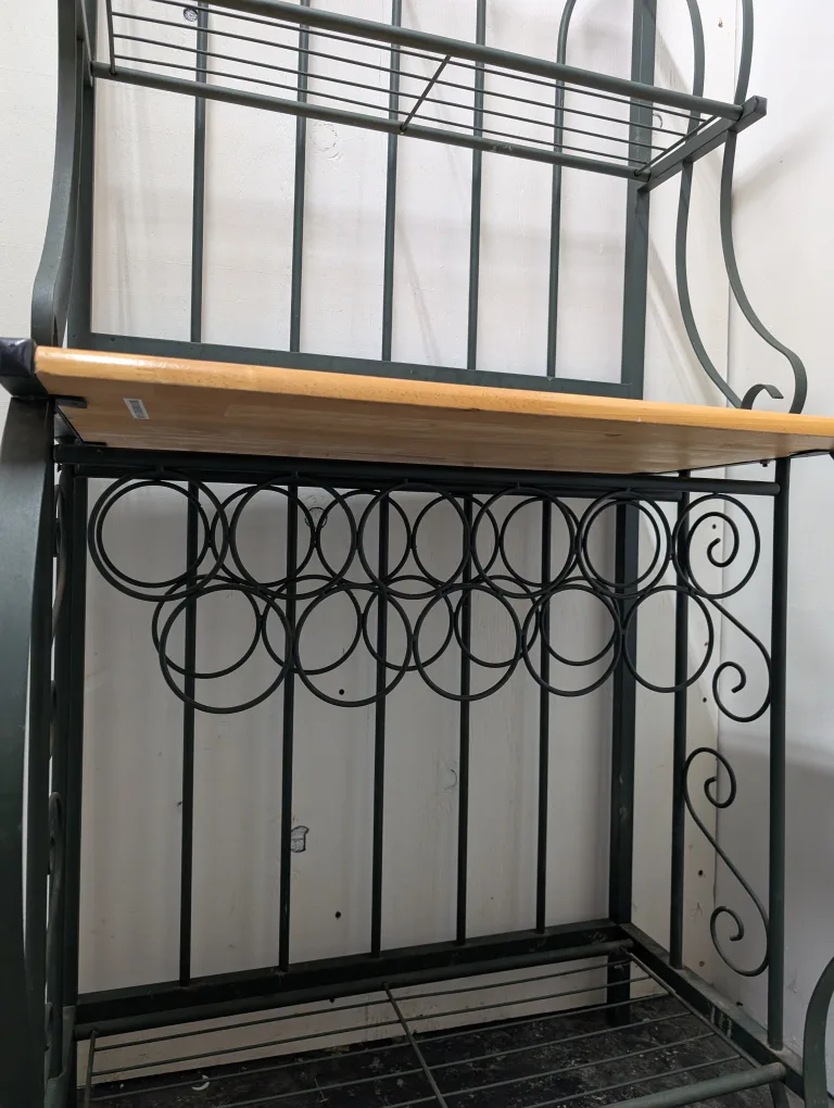 Metal Baker's Rack with Wood Shelf image indicator(2)