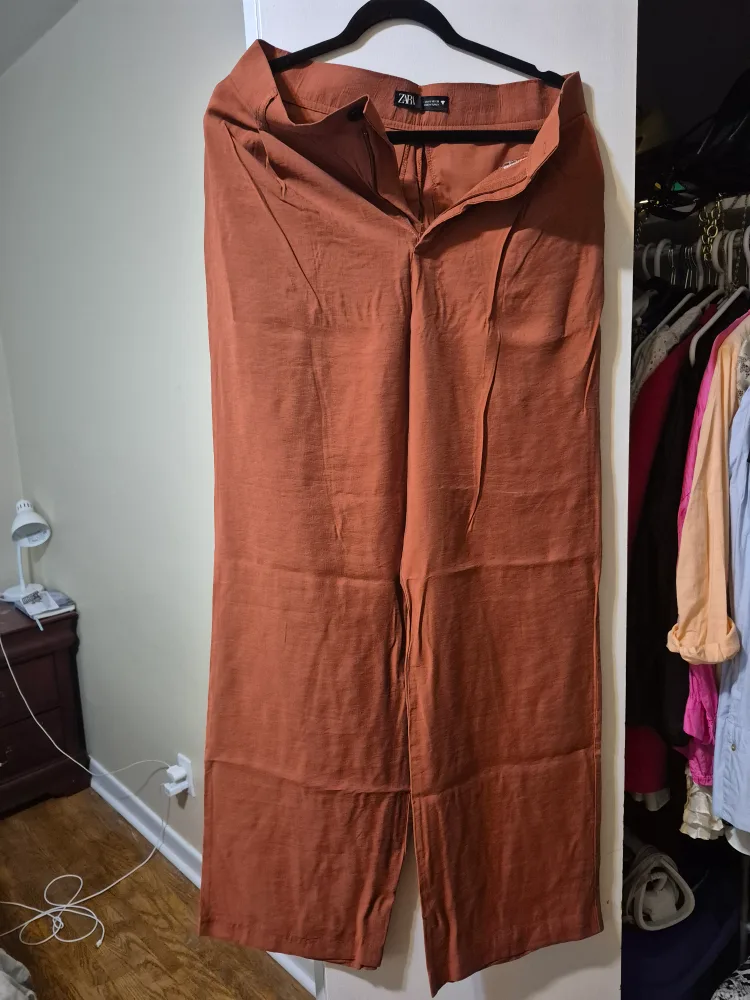 Zara Wide Leg Linen Blend Pants - Size S thumbnail
